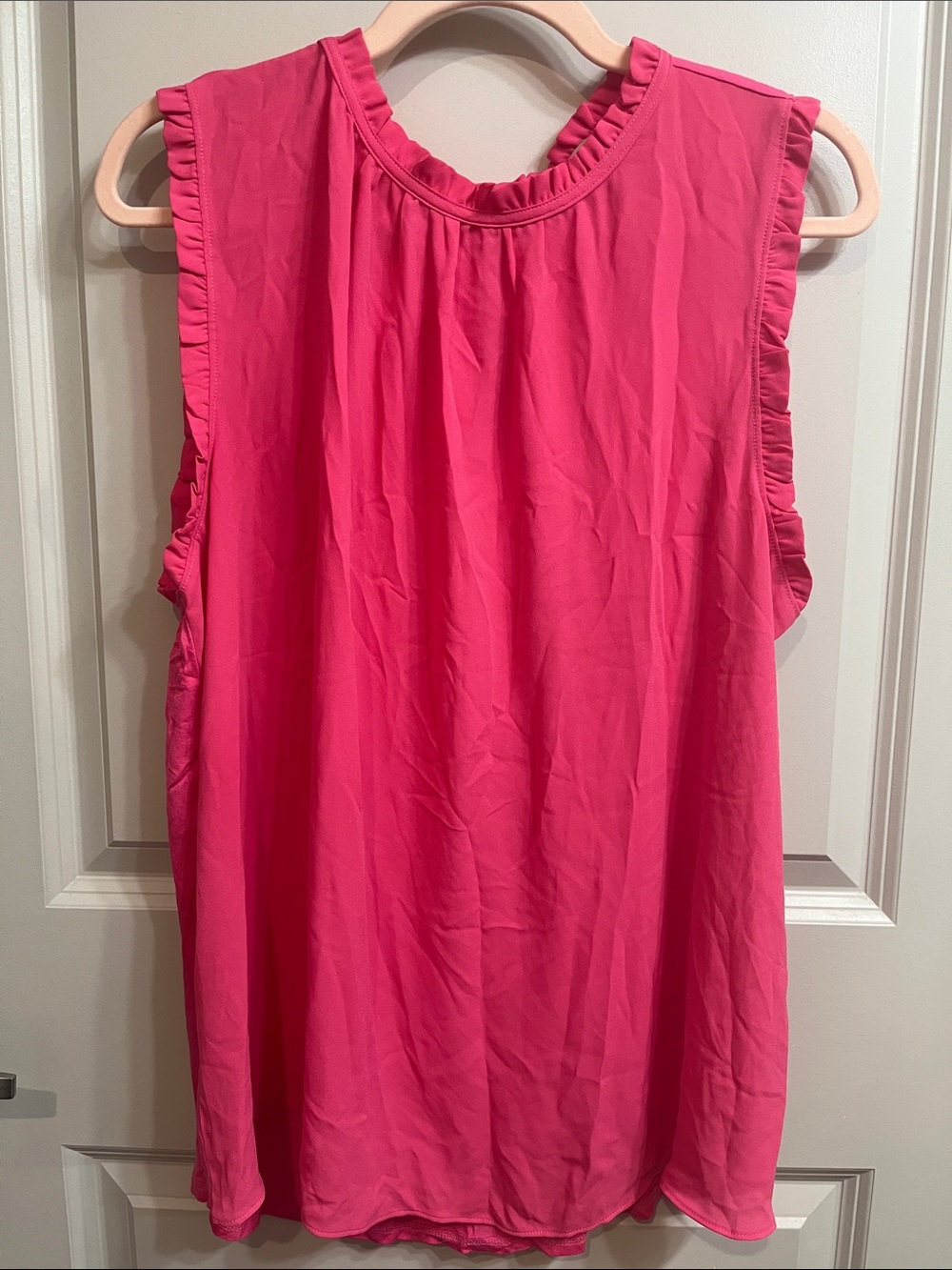 LOFT Hot Pink Ruffle-Trim Sleeveless Camisole